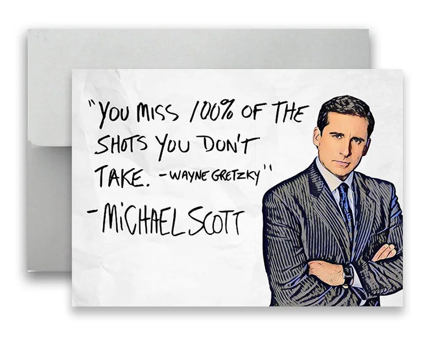 Michael Scott The Office Inspired Parody Card Wayne Gretzky Flat Postcard 5x7 inches w/Envelope