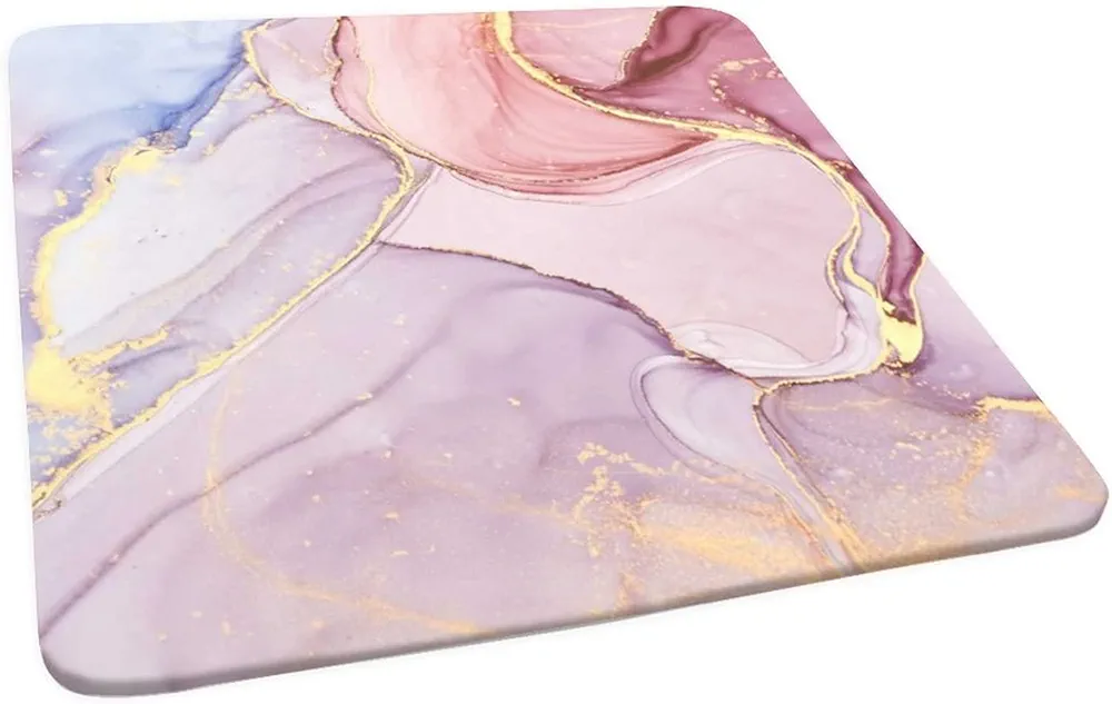 Marble Fitted Tablecloth Square, Pink Gold Marble Elastic Edge Polyester Decorative Table Cover, Dust Proof Washable Fabric Table Clothes, Fits 42"x42" Table, For Living Room Kitchen Patio Table Cloth