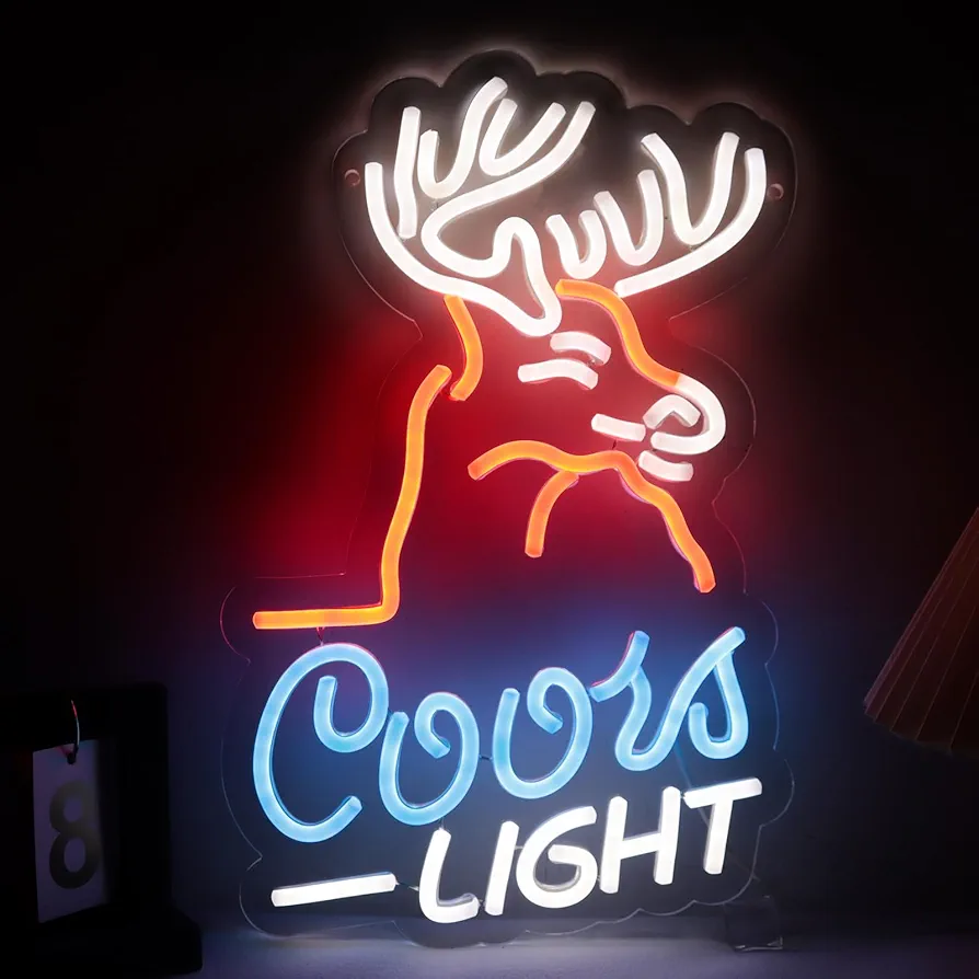 JFLLamp Deer Head Crs Light Neon Signs for Wall Decor Neon Lights for Bedroom Led Signs Suitable for Man Cave Bar Pub Christmas Birthday Party Gift