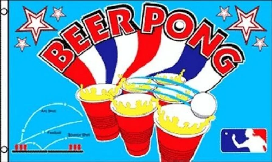 Beer Pong Flag Drinking Game Banner Dorm Room Party Bar Sign 3x5 Foot