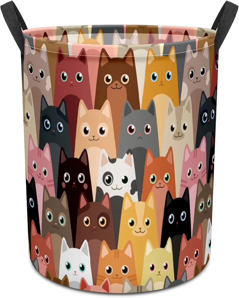 Cartoon Funny Cat Laundry Hamper,kids laundry Basket,Waterproof Storage Bin for Bedroom,Clothes Organizer Basket,Toys Box,Room Decor