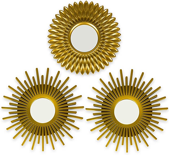 Gold Mirrors for Wall Pack of 3 - BONNYCO | Wall Mirrors for Room Decor & Home Decor | Gold Round Mirrors for Wall Decor | Circle Mirrors Modern Wall Decor Gifts for Women & Moms | Decorative Mirrors