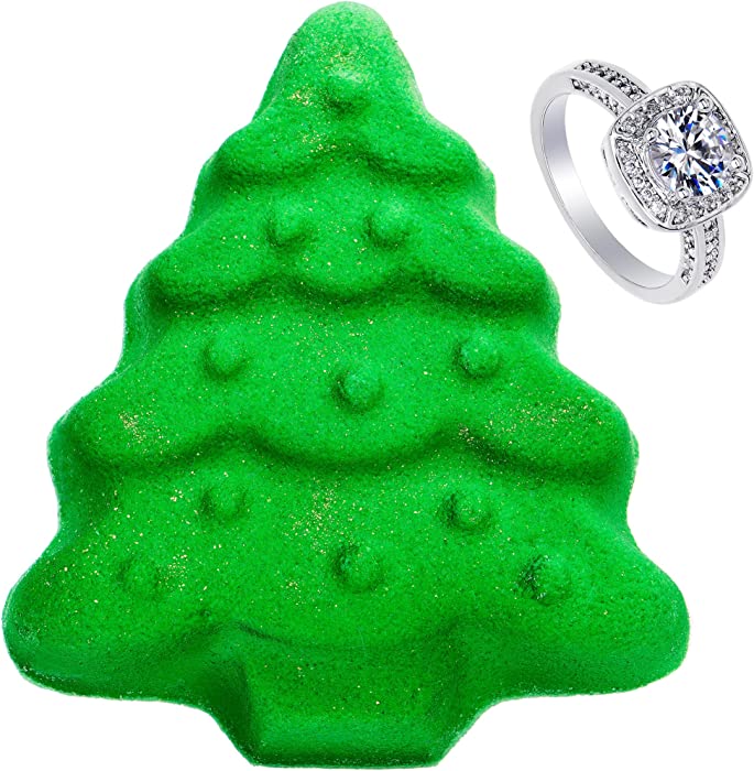 Jackpot Candles Bath Bomb with Size 5 Ring Inside Christmas Tree Large Made in USA