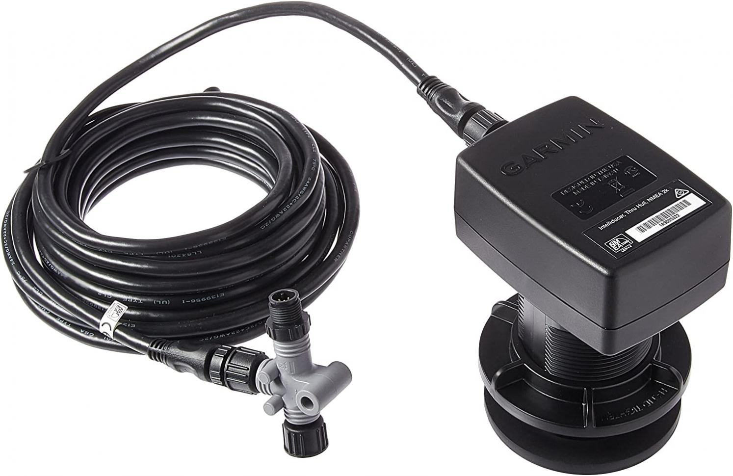 Garmin Intelliducer, thru-hull, Depth, Temp, 13-24deg deadrise, 20ft, NMEA 2000