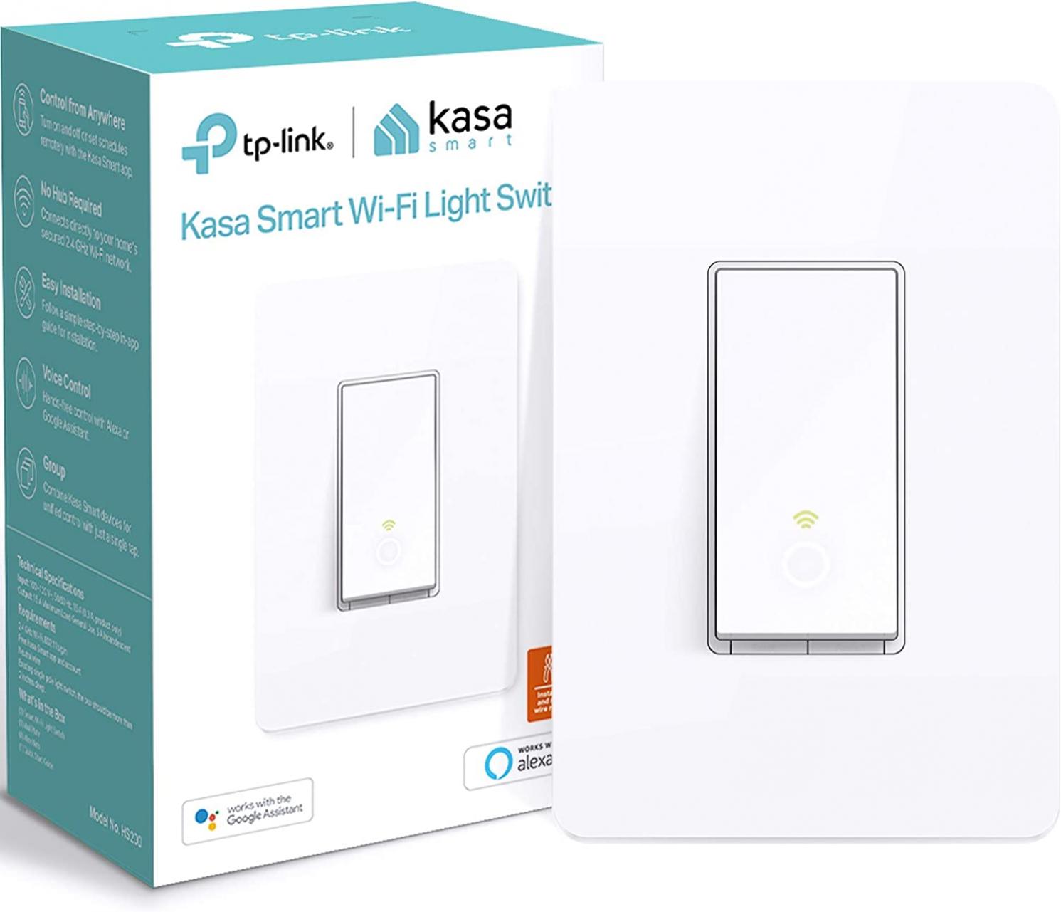 Kasa Smart Light Switch HS200, Single Pole, Needs Neutral Wire, 2.4GHz Wi-Fi Light Switch Works with Alexa and Google Home, UL Certified, No Hub Required , White