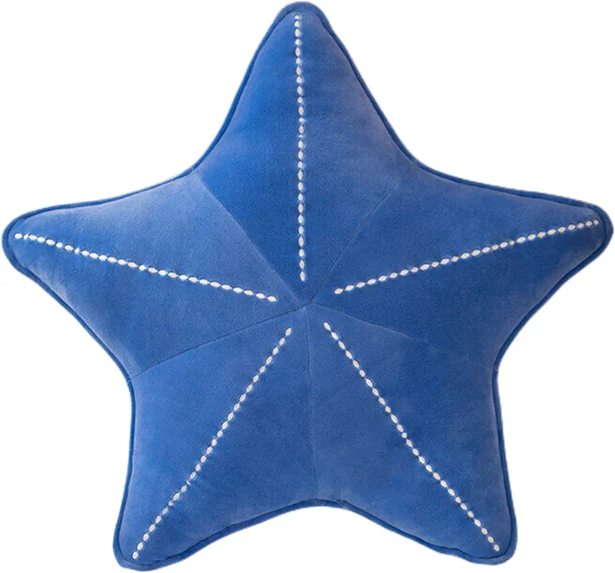 Starfish shell pillow plush car cushion bedside sofa home furnishings dormitory office mat (19.6in, Star Blue)