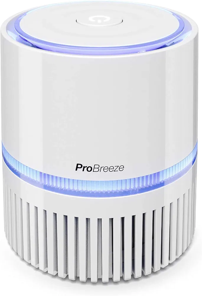 Pro Breeze Small Air Purifier HEPA - Air Purifier with True HEPA Filter, 99.7% Smoke, Dust, Pollen, with Night Light and Negative Ion Generator - Desktop Air Purifiers for Bedroom, Room, Home Office