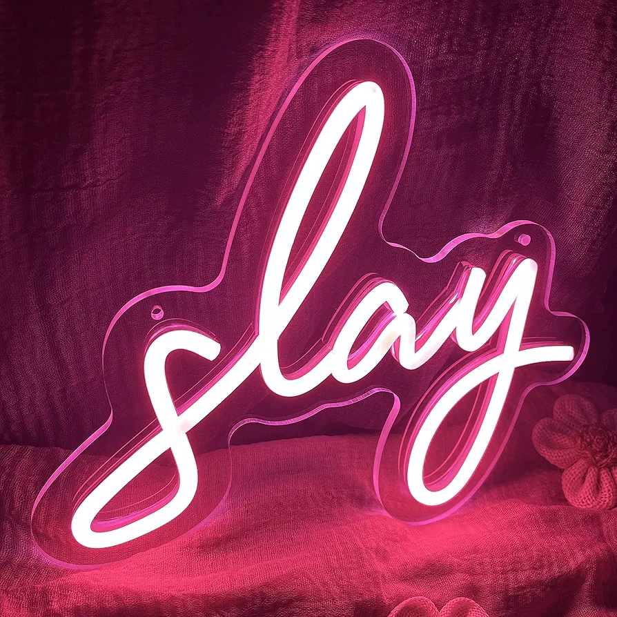 Pink Slay Neon Sign Adjustable lighting Led Neon Light for Bedroom Wall preppy girls aesthetic Dorm Y2k Cute bratz Room Decor