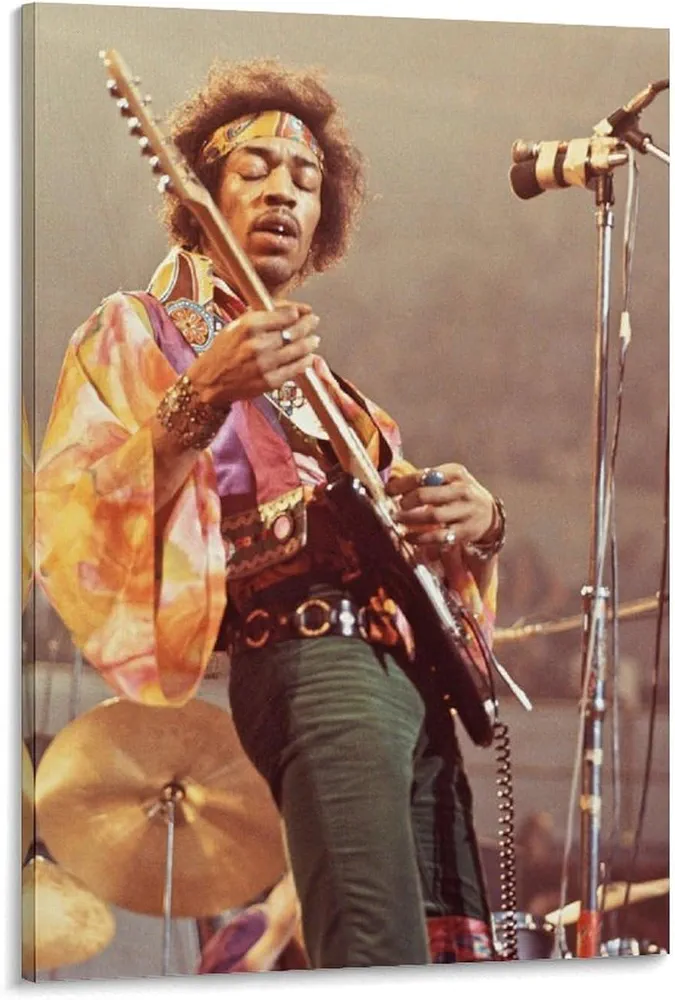 generic Jimis Music Live in Concert Hendrix Poster Canvas Wall Art Picture Prints Wallpaper Family Living Room Decor Posters 24x36inch(60x90cm), Frame-style-1