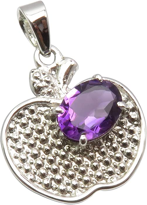 SilverStarJewel Oval Amethyst Pendant 0.9 inches Ladies Jewelery 925 Pure Sterling Silver Jewelry Store