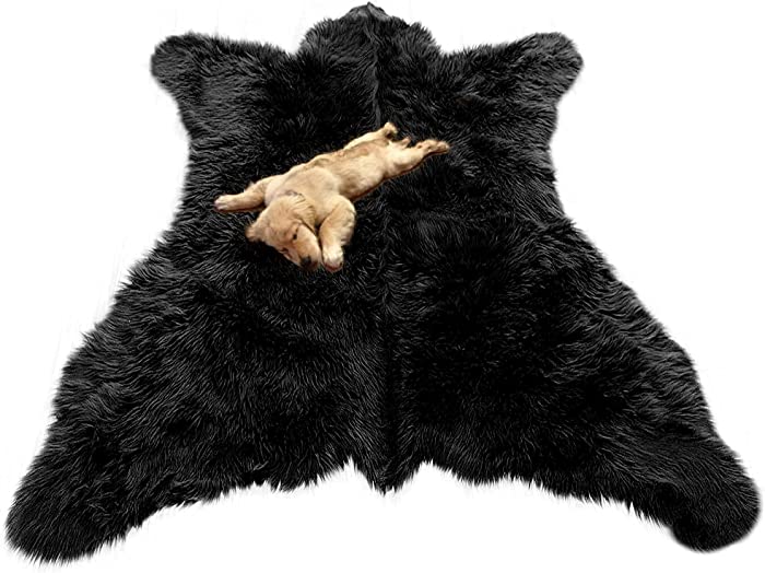 Fur Accents Faux Bear Skin Rug Faux Fur (5'x8', Black Bear)