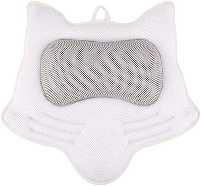 EXCEART Pillow Bath Headrest Cushion Spa Head Neck Support with Suction Cups White