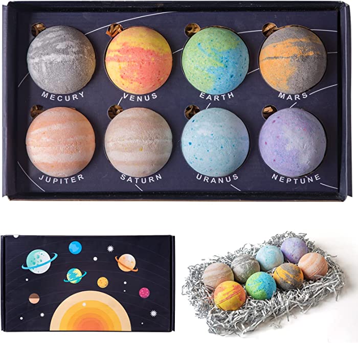 Back in Store KHH Solar System Galaxy Bath Bombs for Boys/Girls, 8 Natural Space Bath Bombs for Kids with Essential Oils, Educational Gifts for Kids on Birthday Holiday Season