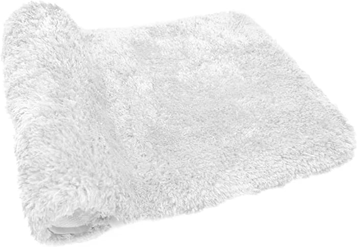 FIFU Bathroom Rugs Non Slip, Soft Shaggy Bath Rugs for Bathroom, Microfiber Bath Mats for Bathroom Floor, Absorbent Plush Bathroom Mats, Machine Washable Bathroom Rug Mat 24x36 Inch White