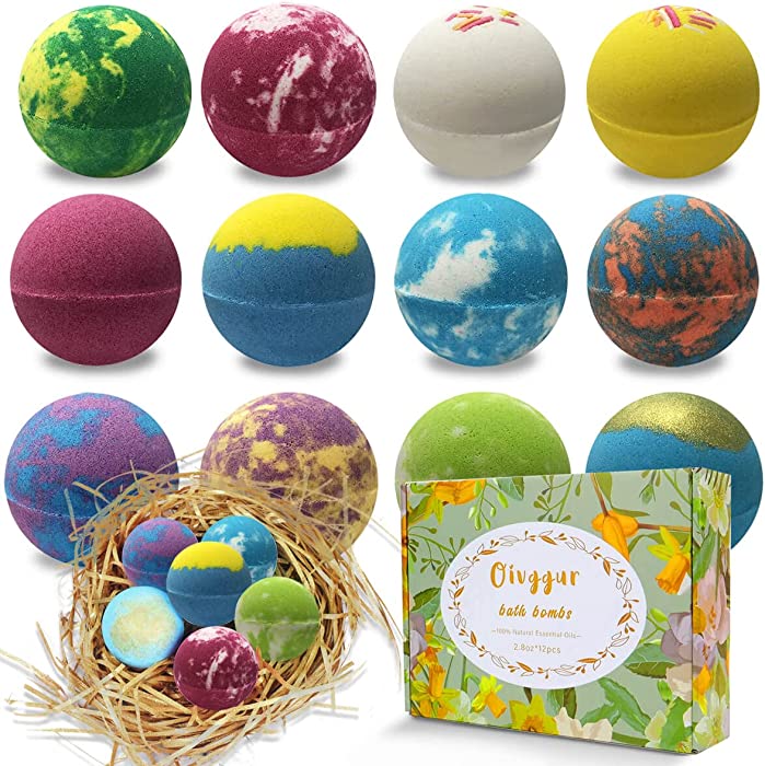 Bath Bombs for Women - Stress Relief for Women Bath Bubbles for Kids Essential Oil Bath Bomb Kids Bath Bombs Perfect for Moisturizing Skin Gifts Set for Girlfriend Birthday Valentines Christmas 12pcs