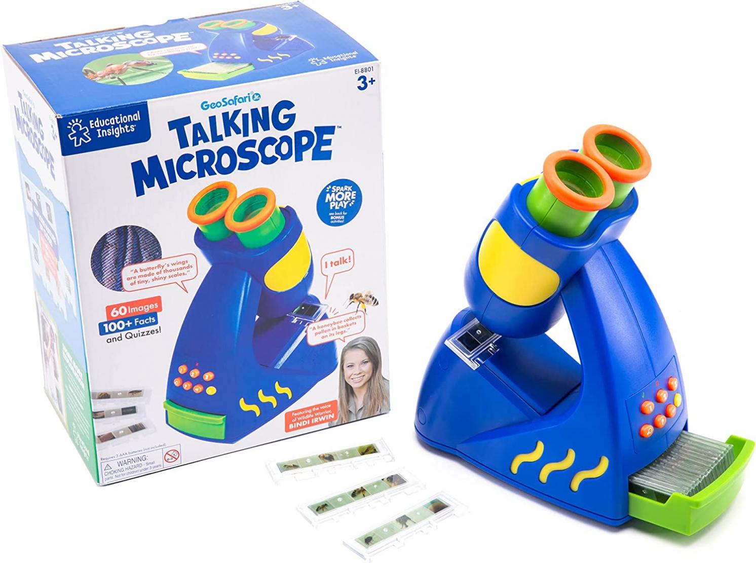 Educational Insights GeoSafari Jr. Talking Kids Microscope, Preschool Science Toy, Featuring Bindi Irwin, Gift for Boys & Girls, STEM & Science Toy, Ages 3+