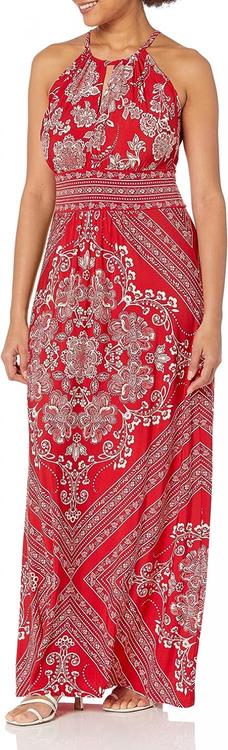 London Times Women's Halter Neckline Signature Morris Maxi Dress Vacation Occasion Event Guest of