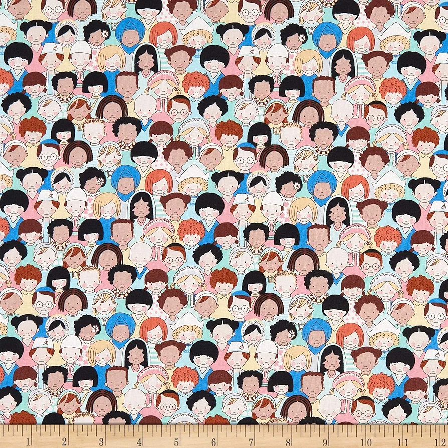 Michael Miller Wonderful World Children of the World Multi, Quilting Fabric by the Yard