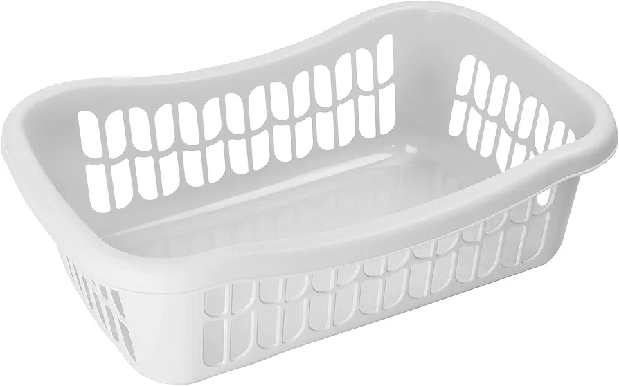 YBM HOME Large Plastic Storage Basket for Organizing Kitchen Pantry, Countertop, Bathroom, Kids Room, Office Drawer, Junk Drawers, and Shelves (White)