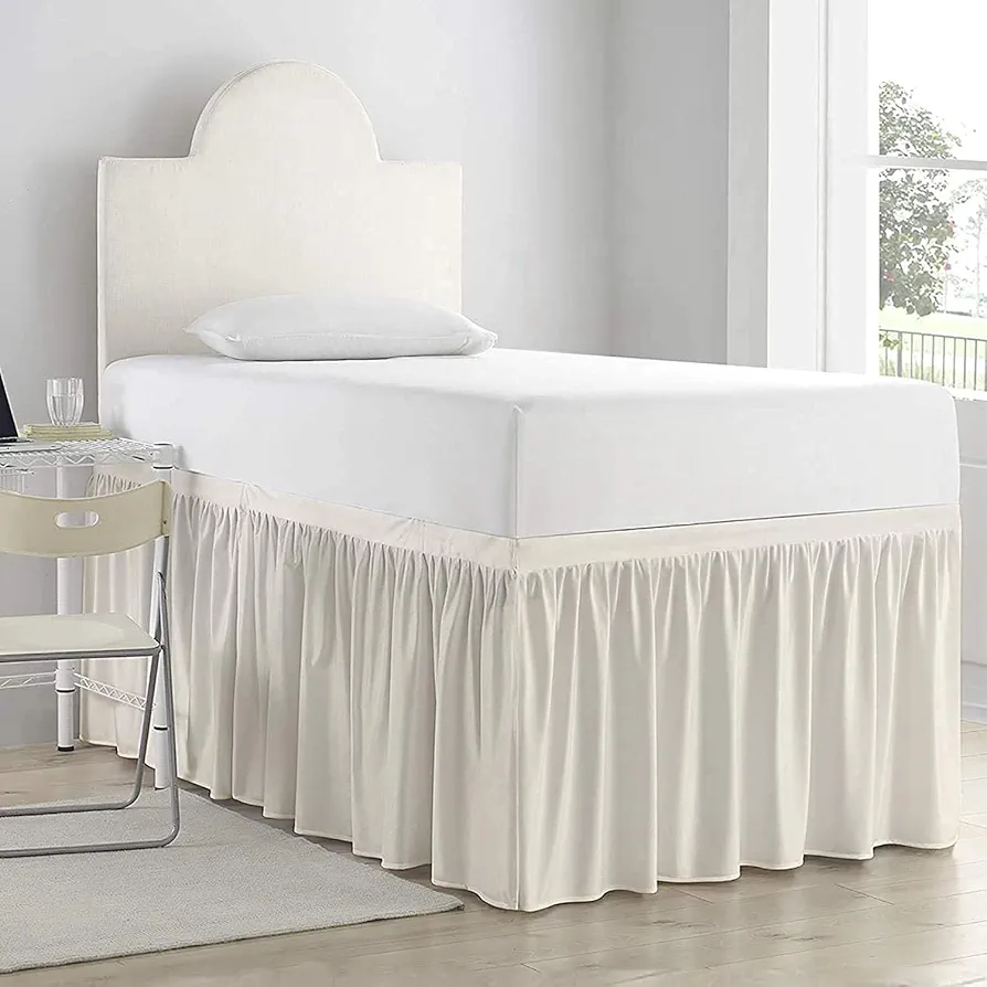 Dorm Room Bed Skirt - Ruffled Dorm Sized Bed Skirt - Dorm Bed Skirt Twin XL - Extra Long Dorm Room Bed Skirt - College Dorm Bed Skirt 30 Inch Drop - 100% Microfiber Bed Skirt - Ivory