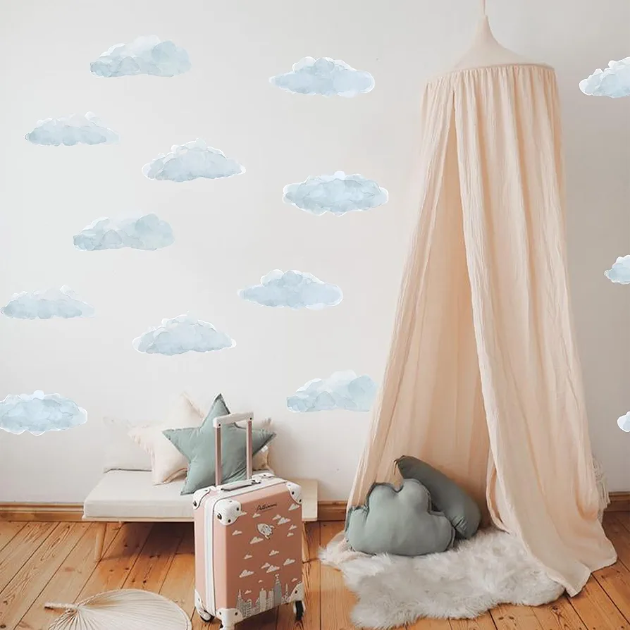 Cloud Wall Decals - Blue Cloud Wall Wallpaper, Removable Living Room Nursery Boys Girls Bedroom Decor Home, Wall Art Decor, Kids Bedroom Cloud Party Decoration