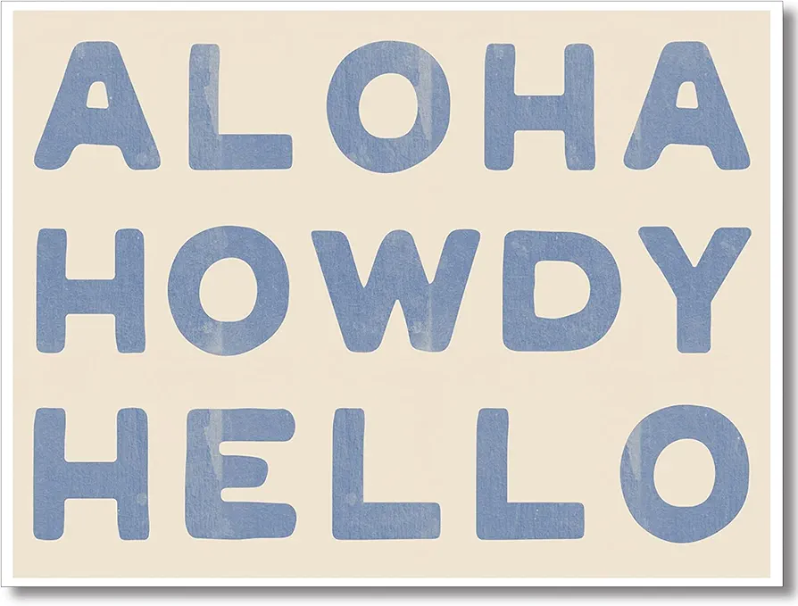 sdgobvco Aloha Howdy Hello Canvas Wall Art, Coastal Cowgirl Poster, Blue Western Prints Painting, Howdy Sign Posters for Teen Girls Room, Bar Cart Prints 12x16in Unframed