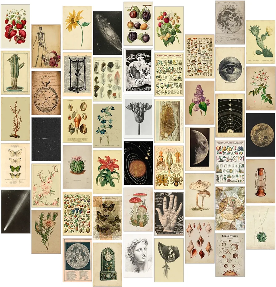 Vintage Decor for Vintage Room Decor Aesthetic, 100pcs Pictures for Room Decor Aesthetic Vintage, Wall Collage Kit Aesthetic Pictures for Vintage Wall Decor, Vintage Stickers, Vintage Bedroom Decor