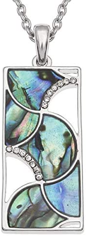 Talbot Fashions Tide Jewellery Inlaid Paua Shell & Diamante Rectangle Necklace Pendant