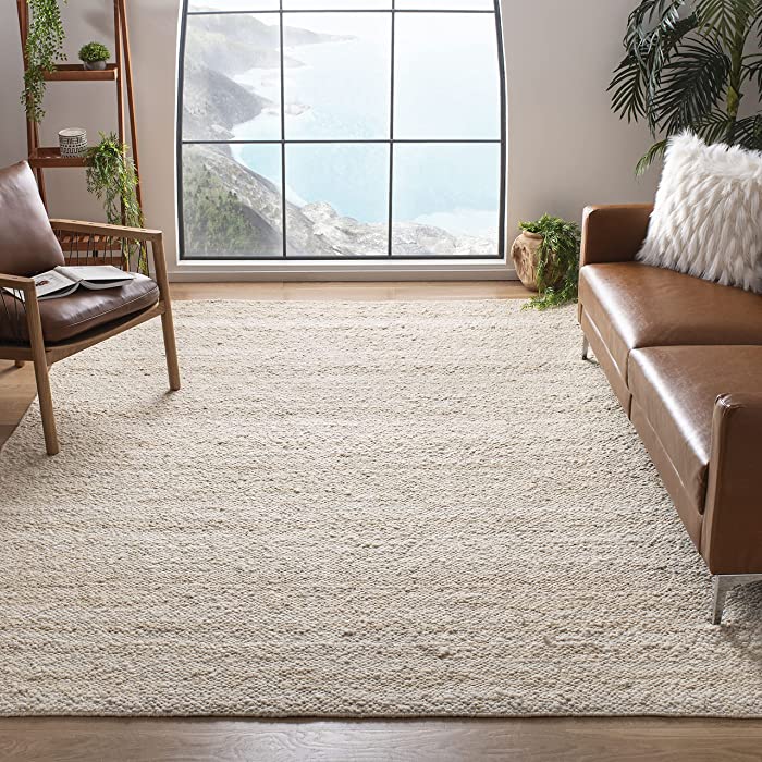 SAFAVIEH Natura Collection 8' x 10' Ivory NAT263A Handmade Wool Area Rug