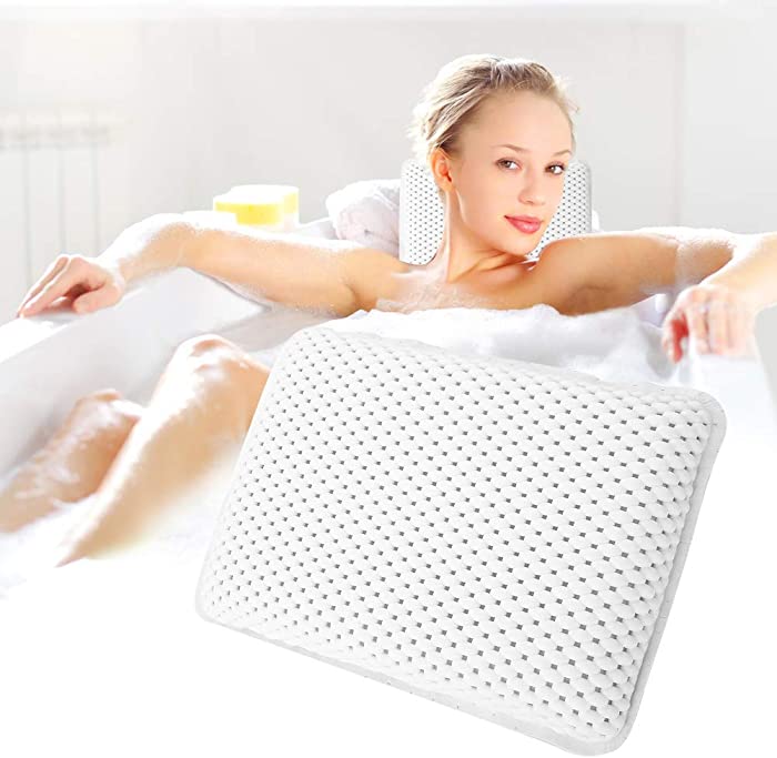 Kireina Bathroom Pillow, Neck and Back Comfort Spa Head Rest Cushion Fits All Bathtub Jacuzzi Hot Tub and Home Spa 11 7.8 2.4inch