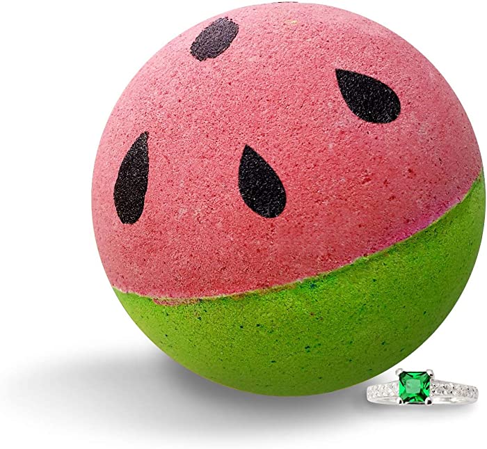 Royal Essence Watermelon Crush Bath Bomb with Jewellery Inside (Surprise 925 Sterling Silver Jewellery Valued at $50 to $3,000) Ring Size 9