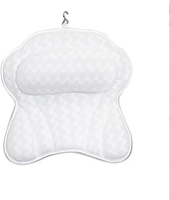 ZQXJBM 3D Butterfly Bath Pillow Ergonomic Bathing Massage Pillow with 6 Non Slip Strong Suction Cup Comfortable Head Rest and Neck, Back Shoulder Support