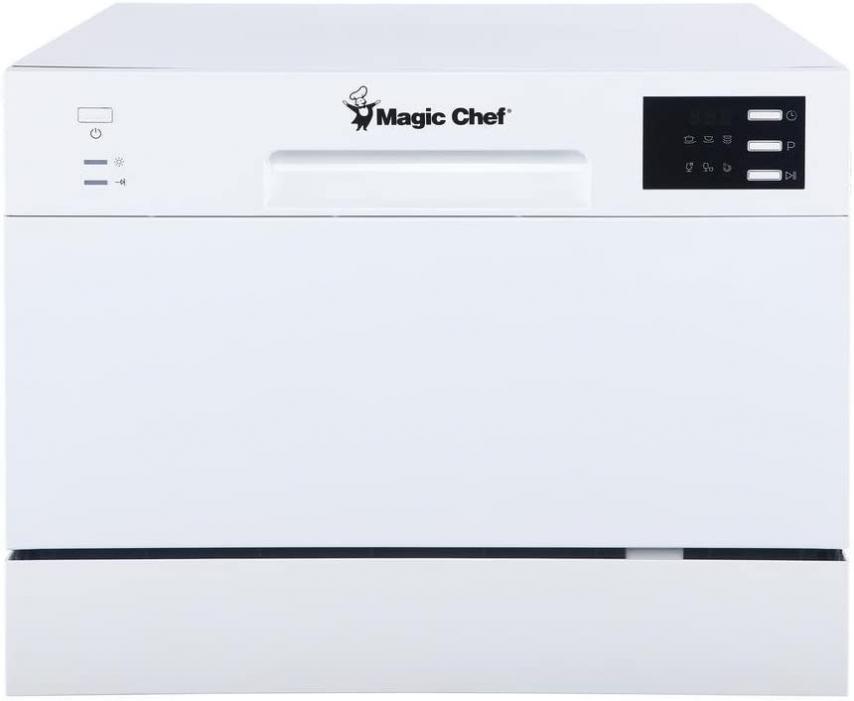 Magic Chef Energy Star 6-Place Setting MCSCD6W5 6 Plate Countertop Dishwasher, White, household