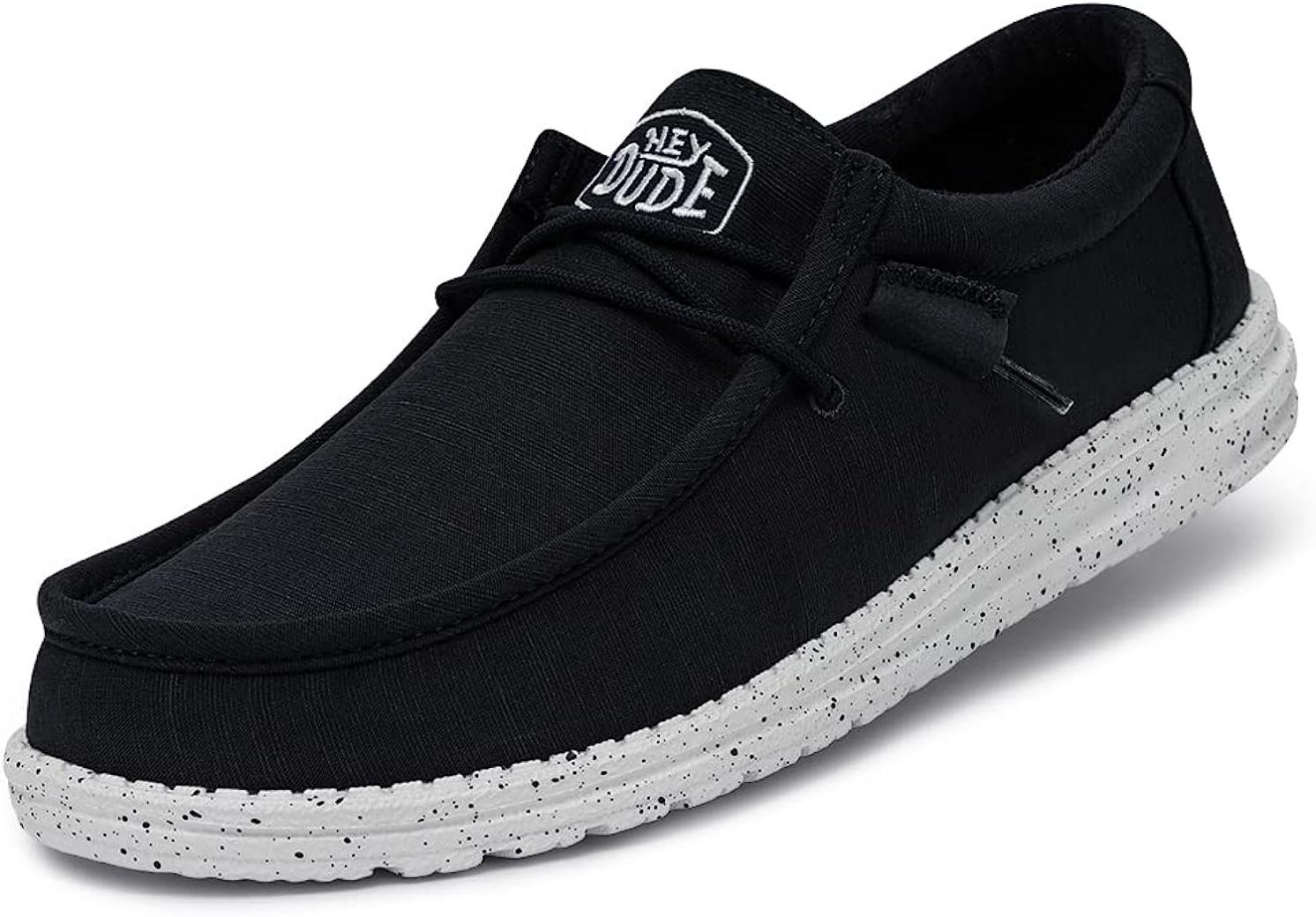 Hey Dude Men's Wally Slub Canvas Navy Size 9| Men's Loafers | Men's Slip On Shoes | Comfortable & Light-Weight