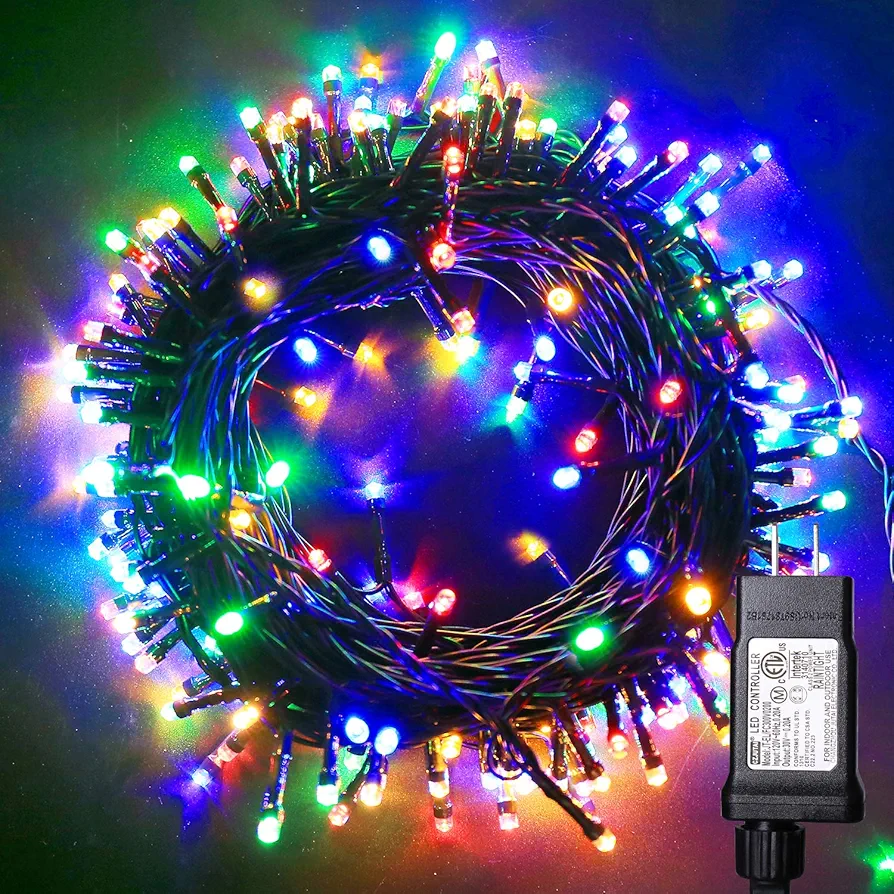 Blingstar Christmas Lights Colored String Lights 33ft 100 LED Waterproof Multicolor Twinkle Lights 8 Modes 30V Plug in Fairy String Lights for Indoor Outdoor Xmas Tree Bedroom Garden Party Decor