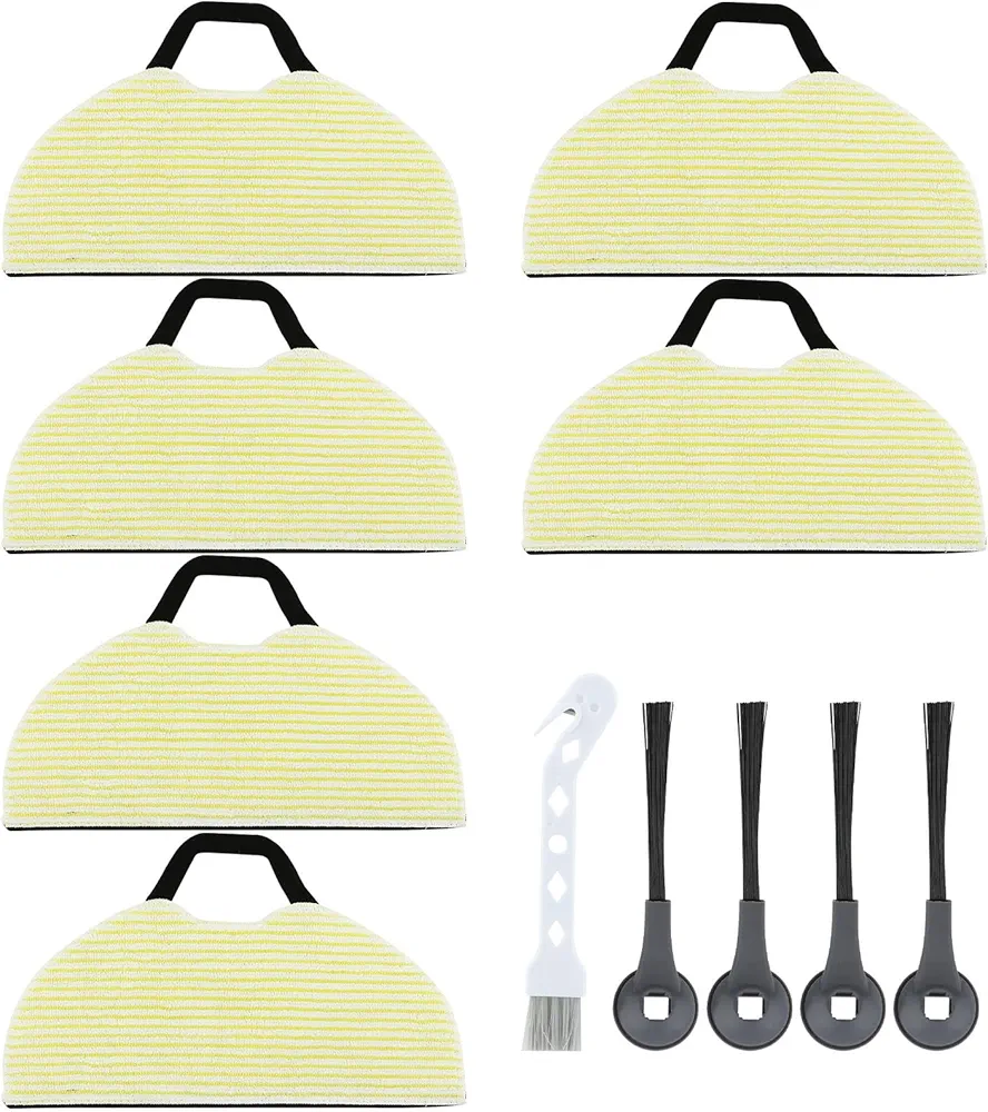 11pcs Vac Mop Pad Set Fit for Shark RV2410WD RV2610WD RV2610WA, 2 in1 Reusable Microfiber Soft Pads, Robot Vacuum Accessories, with 6 Mop Pads, 1 Cleaning Brush, 4 Side Brush