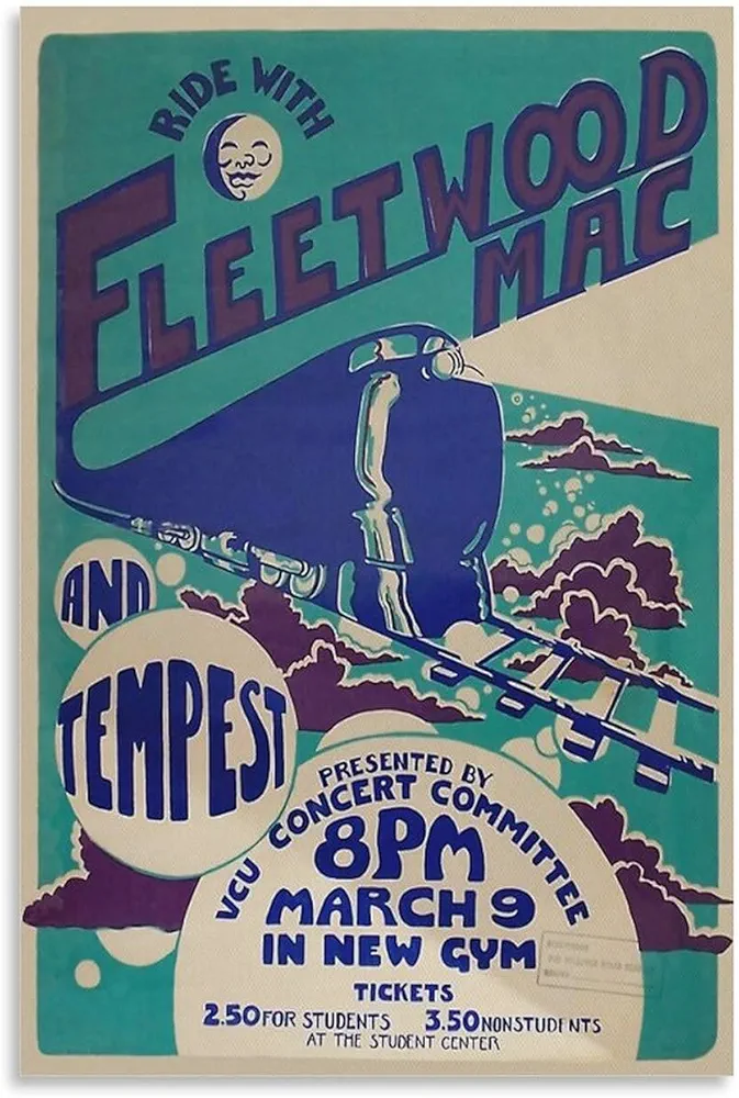 Shiss Fleetwood Mac Vintage Poster Rock Band Poster for Room Aesthetic Canvas Wall Art Bedroom Decor 12x18inch(30x45cm)