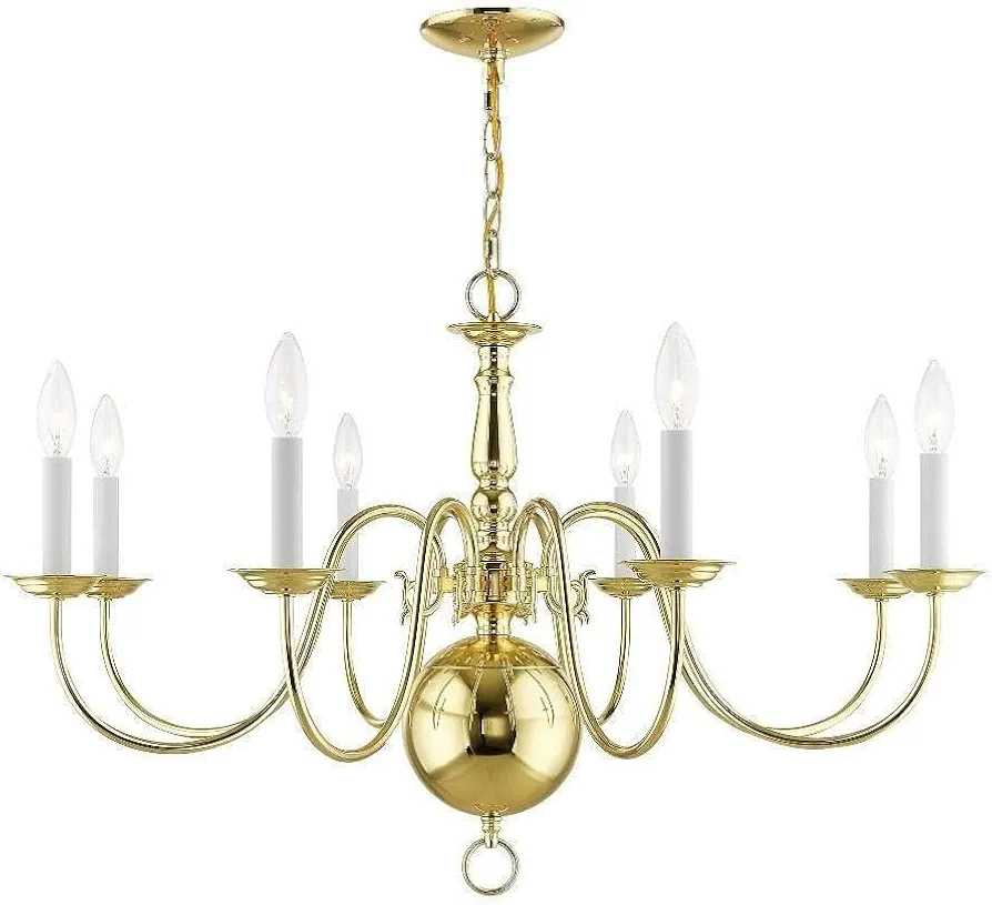 Livex Lighting 5007-02 Williamsburg 8-Light Chandelier, Polished Brass