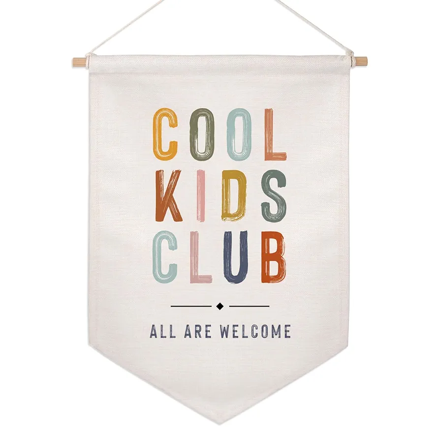 Cool Kids Club Wall Banner, Kids Clubhouse Sign, Play Room Wall Decor, Classroom Wall Decor, Retro Kids Wall Hanging, Teen Bedroom Decor, Boho Nursery Decor, Baby Room Wall Decor