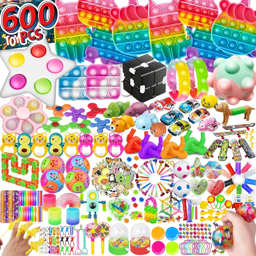 Hhobby Stars (600 Pcs) Party Favors Sensory Fidget Toys Pack, School Classroom Rewards Goodie Bag Party Favors for Kids 4-8 8-12, Pinata Filler Stocking Stuffers Holiday Birthday Gifts