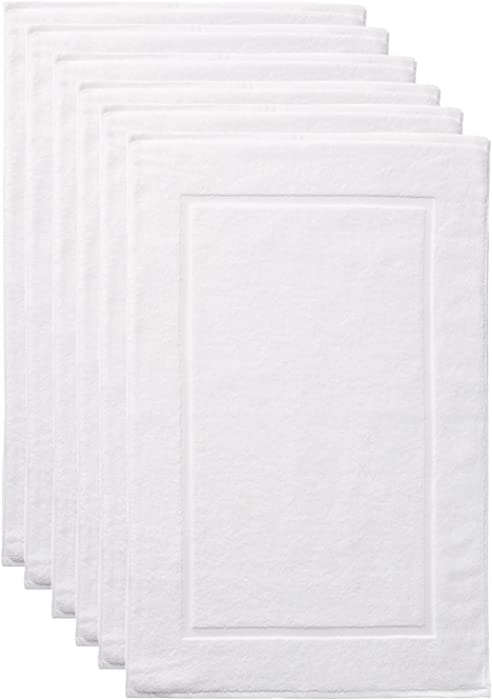 Bokser Home Hospitality Kenwood Bath Mat, Hotel Quality and Quick Drying, 100% Combed Ring Spun Cotton Providing a Soft, Luxurious Feel, White, 21” x 32” (Pack of 6)