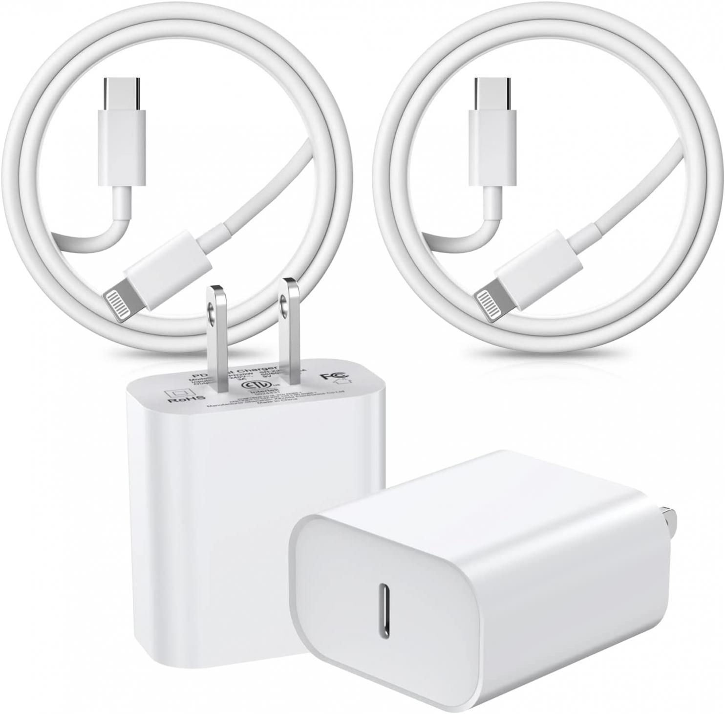 iPhone Charger Fast Charging, 2 Pack [Apple MFi Certified] 20W USB-C iPhone Fast Charger Block with 6FT Type C to Lightning Quick Charge Data Sync Cable for iPhone 14 13 12 11 Pro Max XS XR X 8 iPad