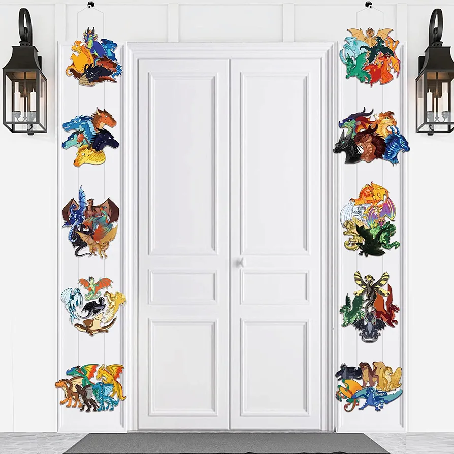 2Pcs Wings of Fire Birthday Party supplies Door Hanging Banner,Wings of Fire Birthday Party Supplies,Door Sign,Room Wall Decor,Hanging Banner Wings of Fire Party Supplies for Outdoor Indoor.