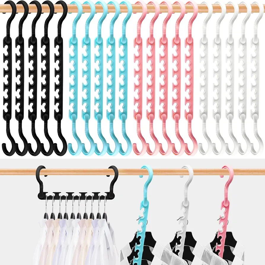 20-Pack-Closet-Organizers-and-Storage,Closet-Organizer-Hangers 5 Holes Hangers-Space-Saving for Heavy Clothes Wardrobe Closet,Dorm-Room-Essentials