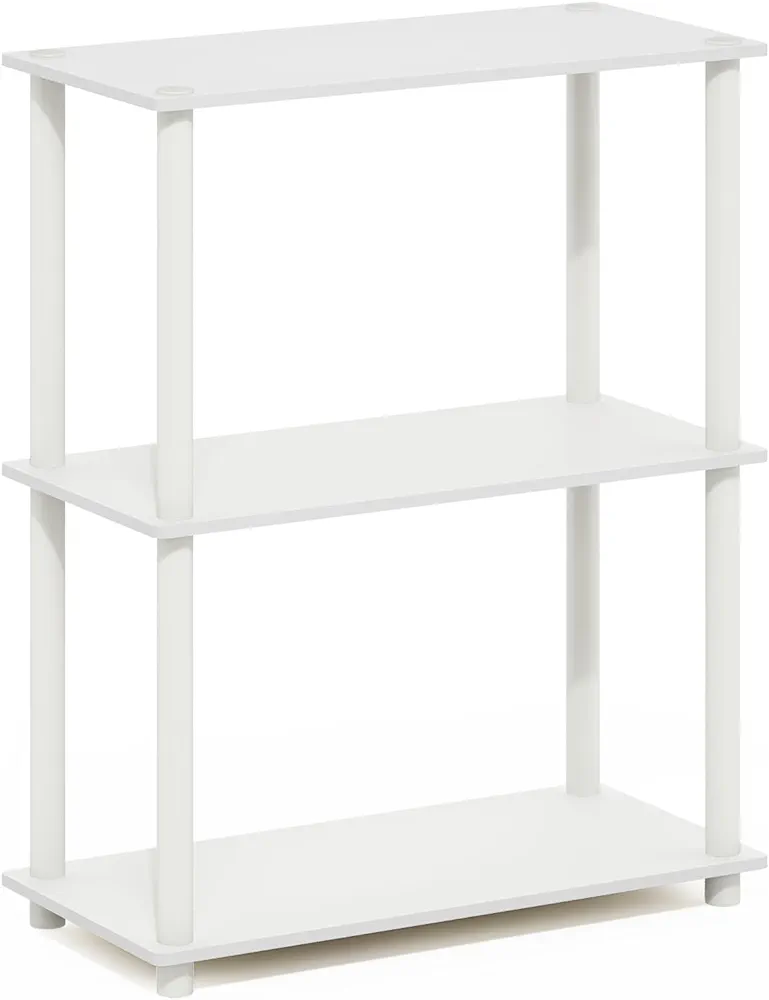 Furinno Turn-N-Tube 3-Tier Compact Multipurpose Shelf Display Rack, White/White