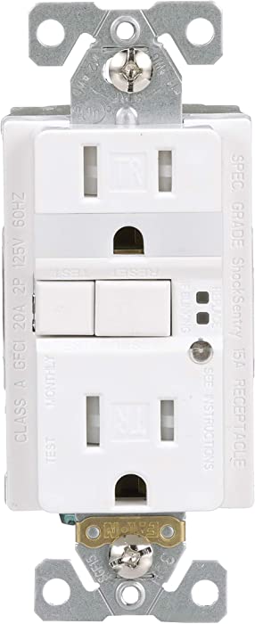 Eaton GFCI Self-Test 15A -125V Tamper Resistant Duplex Receptacle with Nightlight & Standard Size Wallplate, White