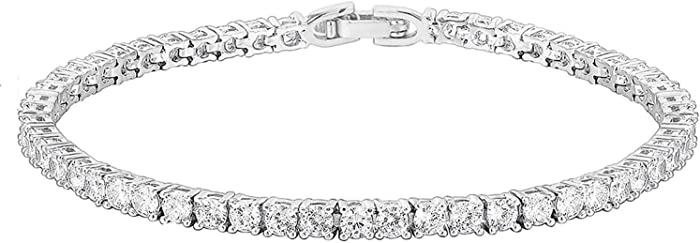 PAVOI 14K Gold Plated 3mm Cubic Zirconia Classic Tennis Bracelet | Gold Bracelets for Women | Size 6.5-7.5 Inch