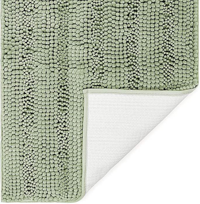 TAFTS Striped Chenille Bathroom Rugs and Mats Sets, Ultra Soft Chenille Microfiber, Absorbent Non-Slip Machine Washable Bath Rugs, Bath Mat for Bathroom, Shower Mat & Tub, 21"x30", Sage Green