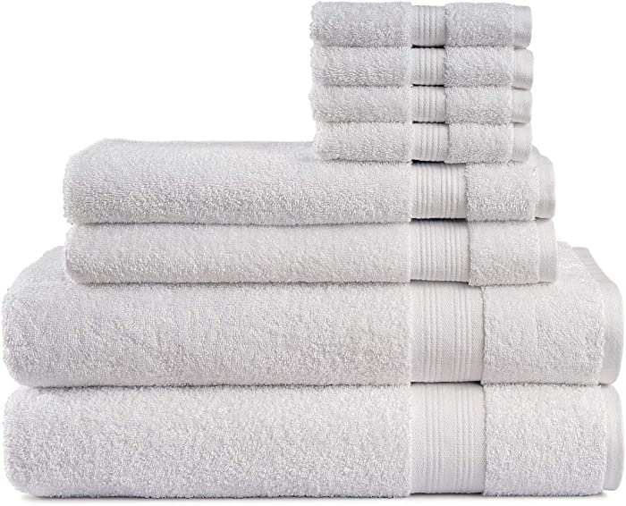 Cotton Cozy Indulgence 600 GSM, Luxury 8 Piece Towel Set- 2 Bath 2 Hand 4 Washcloths, 100% Cotton American Construction, Hotel Quality Ultra Soft Highly Absorbent for Bathroom, Machine Wash, White