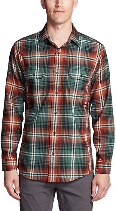 Eddie Bauer Men's Expedition Performance Flannel Shirt, Ocean Regular S